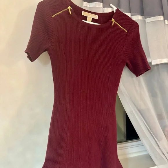 michael kors red sweater dress Ribbed Merino Wool Blend Dress in BRT TRRACTTA - Sale